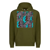 Army Green turquoise lightning bolt seamless pattern Premium Hoodie - HRA Design Shop