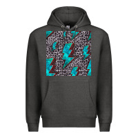 Charcoal Heather turquoise lightning bolt seamless pattern Premium Hoodie - HRA Design Shop