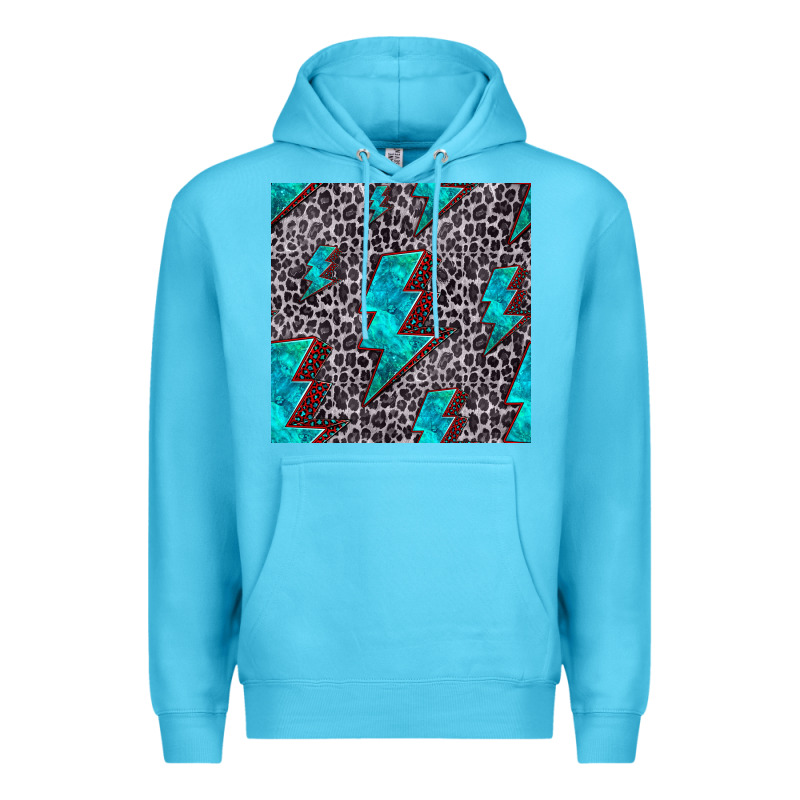 Turquoise Lightning Bolt Seamless Pattern Premium Hoodie by HRA Design Shop | Teevron