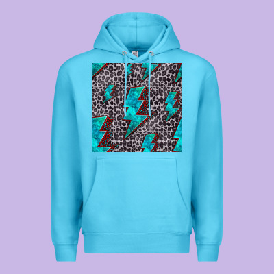 Turquoise Lightning Bolt Seamless Pattern Premium Hoodie Designed By Hra Design Shop