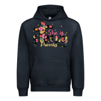 Navy she is strong proverbs 31 25 Urban Hoodie - JahusDesignShop