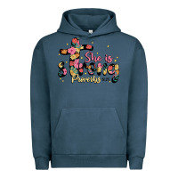 Pigment Midnight Navy she is strong proverbs 31 25 Urban Hoodie - JahusDesignShop
