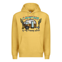 Antique Gold camping is my happy place Premium Hoodie - CowhideDigitalArt