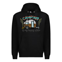 Black camping is my happy place Premium Hoodie - CowhideDigitalArt