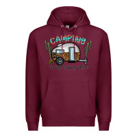 Burgundy camping is my happy place Premium Hoodie - CowhideDigitalArt