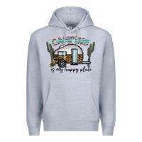 Heather Grey camping is my happy place Premium Hoodie - CowhideDigitalArt