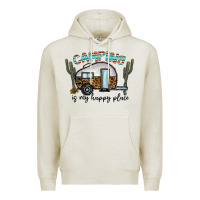 Oatmeal Heather camping is my happy place Premium Hoodie - CowhideDigitalArt