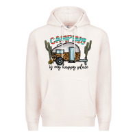 Pale Pink camping is my happy place Premium Hoodie - CowhideDigitalArt