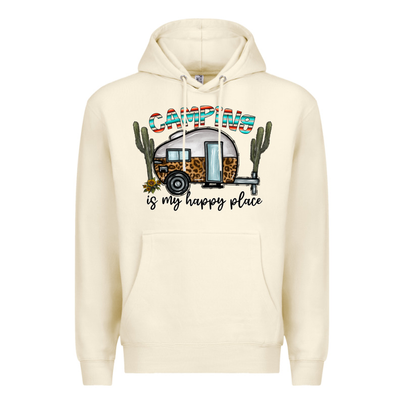 Camping Is My Happy Place Premium Hoodie by CowhideDigitalArt | Teevron