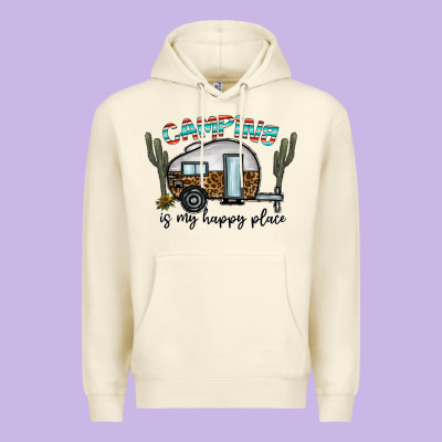 Camping Is My Happy Place Premium Hoodie Designed By Cowhidedigitalart