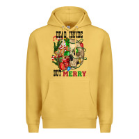 Antique Gold Dead İnside But Merry Human Skull Premium Hoodie - FaDigitalArtStudio