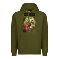 Army Green Dead İnside But Merry Human Skull Premium Hoodie - FaDigitalArtStudio