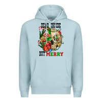 Blue Mist Dead İnside But Merry Human Skull Premium Hoodie - FaDigitalArtStudio