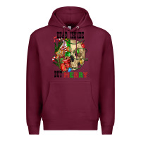 Burgundy Dead İnside But Merry Human Skull Premium Hoodie - FaDigitalArtStudio