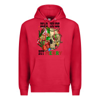 Cardinal Dead İnside But Merry Human Skull Premium Hoodie - FaDigitalArtStudio