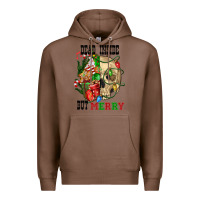 Chestnut Dead İnside But Merry Human Skull Premium Hoodie - FaDigitalArtStudio