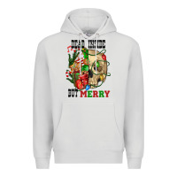 Dove Grey Dead İnside But Merry Human Skull Premium Hoodie - FaDigitalArtStudio