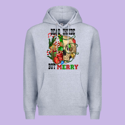 Dead İnside But Merry Human Skull Premium Hoodie Designed By Fadigitalartstudio