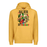 Mustard Dead İnside But Merry Human Skull Premium Hoodie - FaDigitalArtStudio