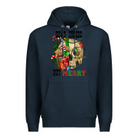 Navy Dead İnside But Merry Human Skull Premium Hoodie - FaDigitalArtStudio