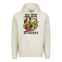 Oatmeal Heather Dead İnside But Merry Human Skull Premium Hoodie - FaDigitalArtStudio