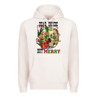 Pale Pink Dead İnside But Merry Human Skull Premium Hoodie - FaDigitalArtStudio