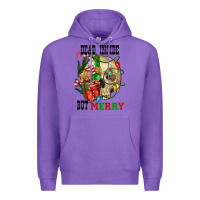 Purple Dead İnside But Merry Human Skull Premium Hoodie - FaDigitalArtStudio