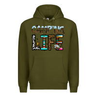 Army Green camping life Premium Hoodie - CowhideDigitalArt