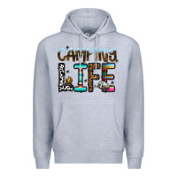 Heather Grey camping life Premium Hoodie - CowhideDigitalArt