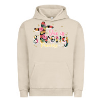 Pigment French Oak she is strong proverbs 31 25 Urban Hoodie - JahusDesignShop
