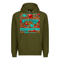 Army Green teacher life seamless pattern Premium Hoodie - HRA Design Shop
