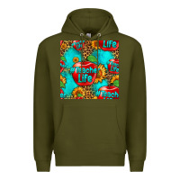 Army Green teacher apple seamless pattern Premium Hoodie - HRA Design Shop