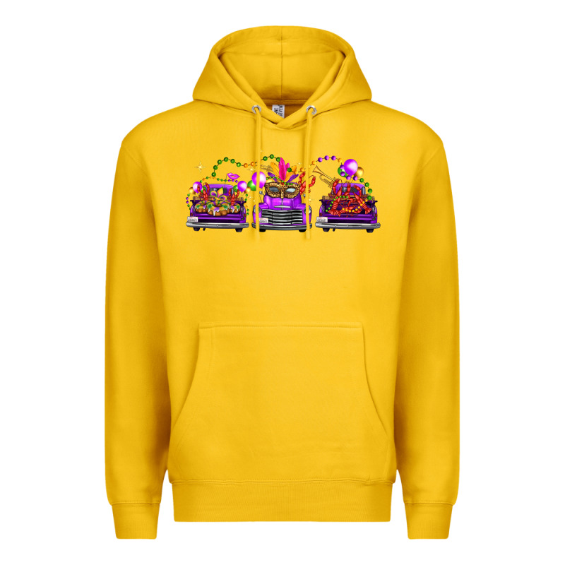 Mardi Gras Farm Trucks Premium Hoodie by FaDigitalArtStudio | Teevron