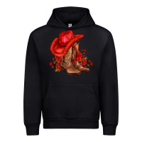 Black valentines day cowboy boots red  and roses Urban Hoodie - AdoDesignShop