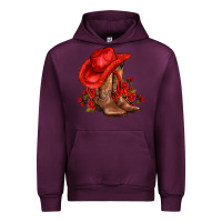 Mauve Wine valentines day cowboy boots red  and roses Urban Hoodie - AdoDesignShop