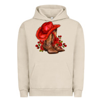 Pigment French Oak valentines day cowboy boots red  and roses Urban Hoodie - AdoDesignShop