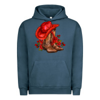 Pigment Midnight Navy valentines day cowboy boots red  and roses Urban Hoodie - AdoDesignShop