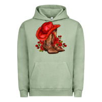 Pigment Oil Green valentines day cowboy boots red  and roses Urban Hoodie - AdoDesignShop