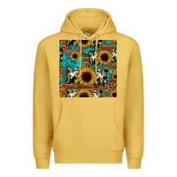 Antique Gold sunflower cowhide mom seamless pattern Premium Hoodie - HRA Design Shop
