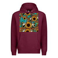 Burgundy sunflower cowhide mom seamless pattern Premium Hoodie - HRA Design Shop