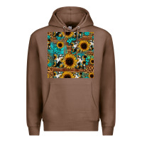 Chestnut sunflower cowhide mom seamless pattern Premium Hoodie - HRA Design Shop