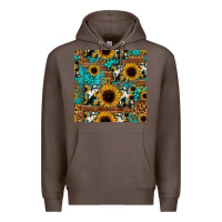 Coffee sunflower cowhide mom seamless pattern Premium Hoodie - HRA Design Shop