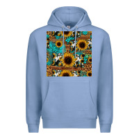 Colony Blue sunflower cowhide mom seamless pattern Premium Hoodie - HRA Design Shop