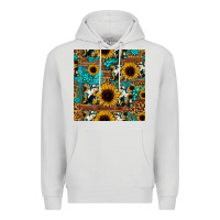 Dove Grey sunflower cowhide mom seamless pattern Premium Hoodie - HRA Design Shop