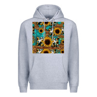 Heather Grey sunflower cowhide mom seamless pattern Premium Hoodie - HRA Design Shop