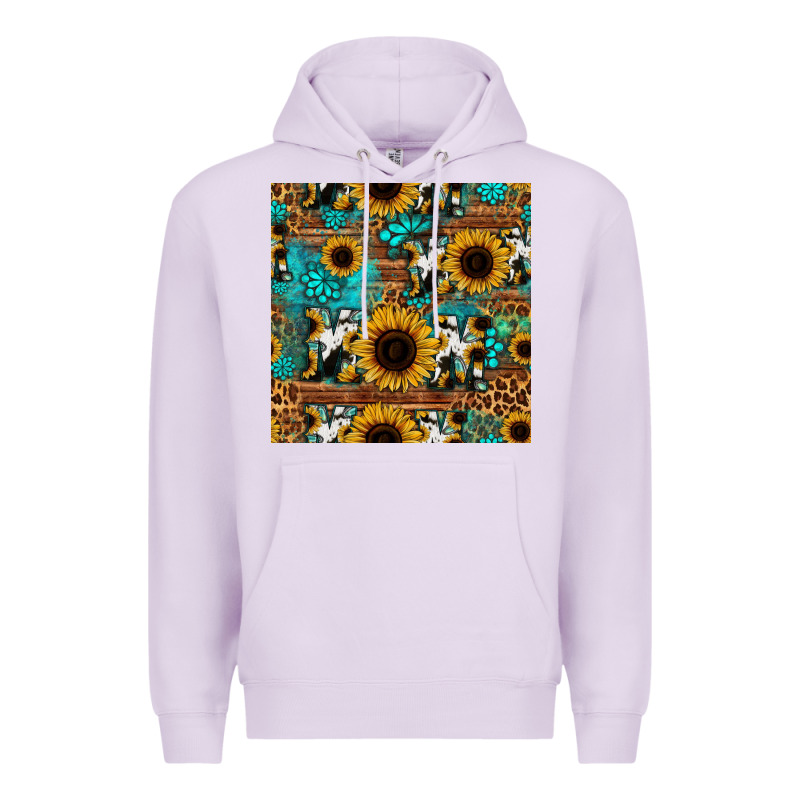 Sunflower Cowhide Mom Seamless Pattern Premium Hoodie by HRA Design Shop | Teevron