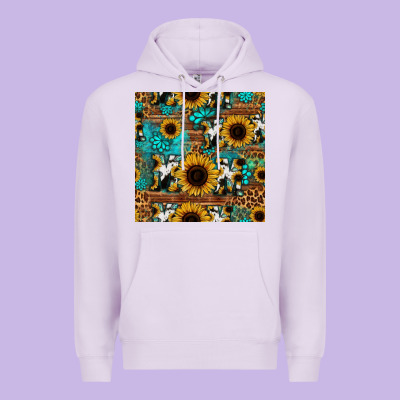 Sunflower Cowhide Mom Seamless Pattern Premium Hoodie Designed By Hra Design Shop
