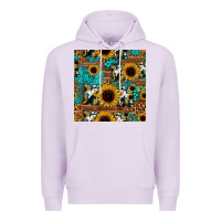Lilac sunflower cowhide mom seamless pattern Premium Hoodie - HRA Design Shop