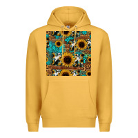 Mustard sunflower cowhide mom seamless pattern Premium Hoodie - HRA Design Shop