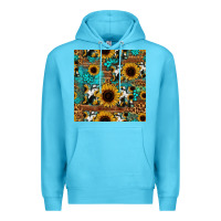 Ocean Blue sunflower cowhide mom seamless pattern Premium Hoodie - HRA Design Shop